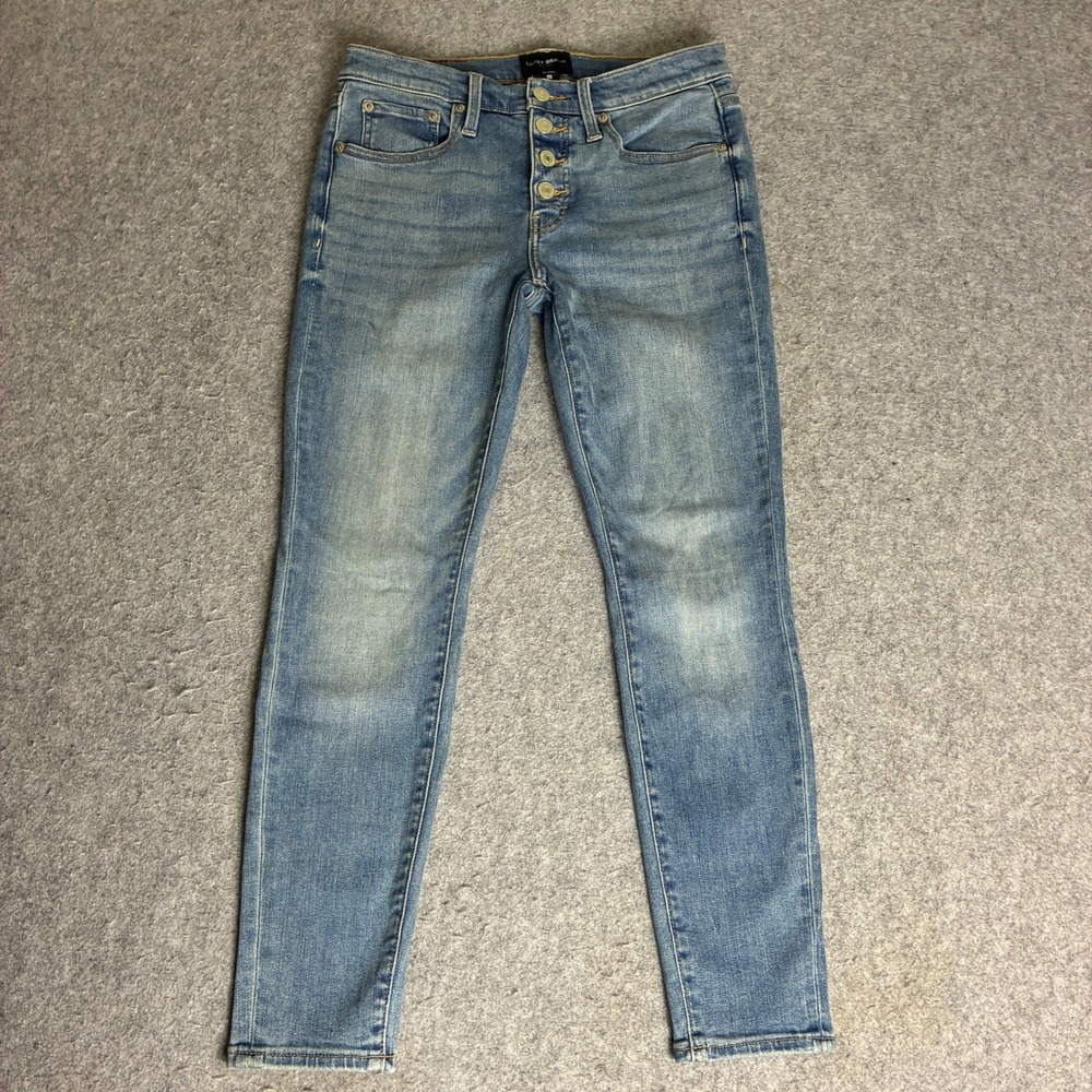Lucky Brand Bridgette Skinny Jeans Women Size 6 30x26 Button Fly Denim Blue